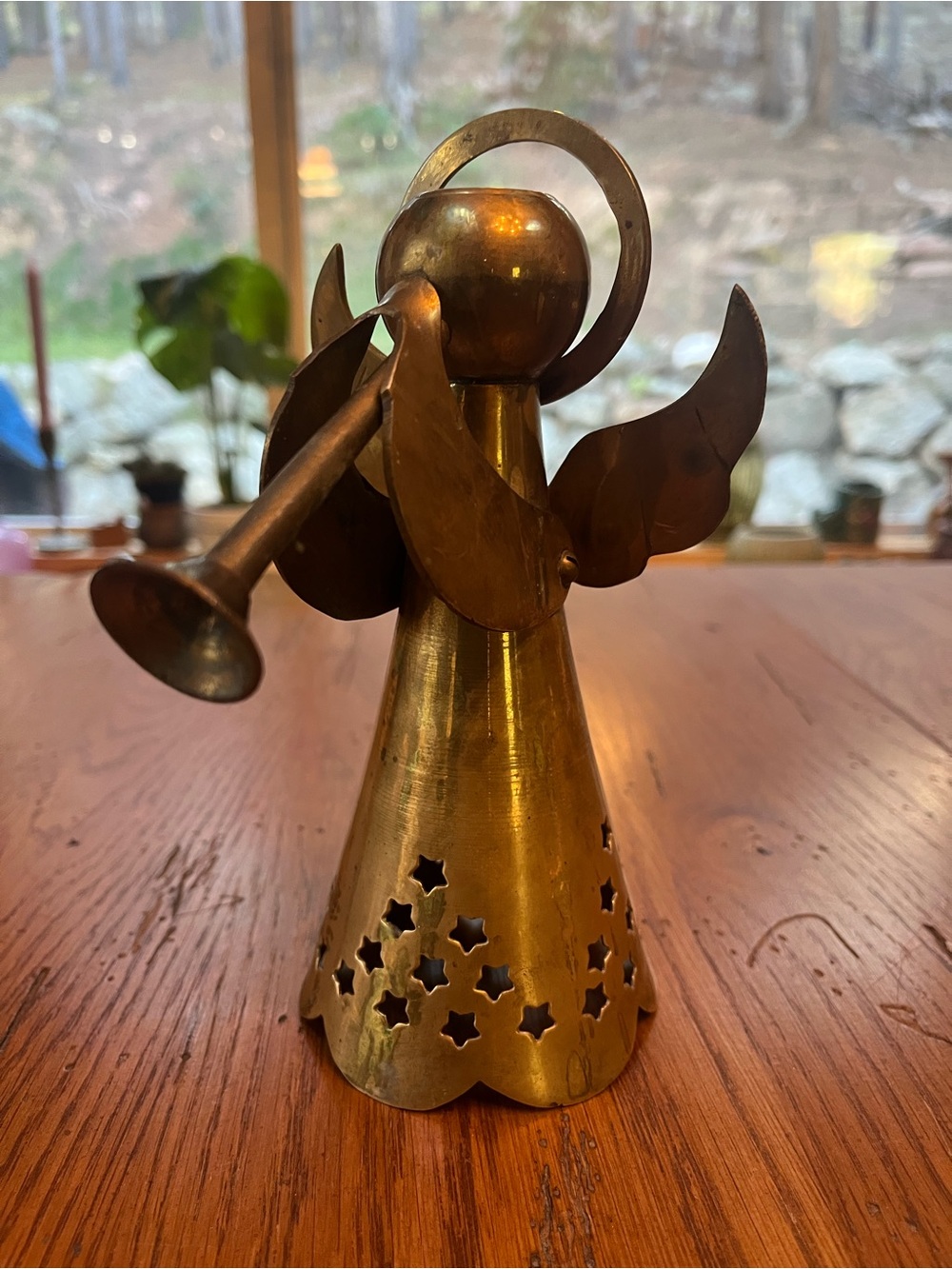 Vintage House of Lloyd Brass Angel Trumpet Candle Holder8” Christmas